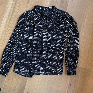 Elegant Black and White neck tie Women's Blouse